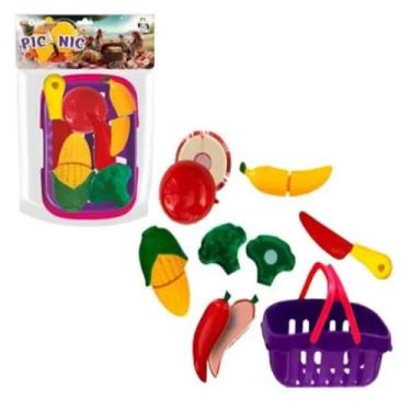 Imagem de Cestinha Frutas Legumes Pic Nic Comidinha Cortar Cozinha - Pica Pau