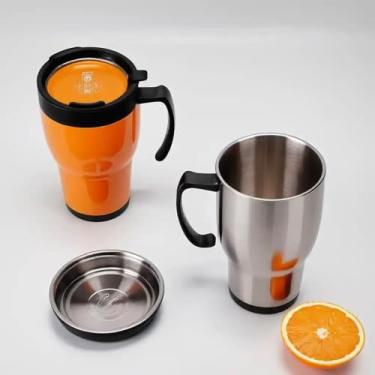 Imagem de Caneca Térmica Parede Dupla em Aço Inox Amarela 700ml com Tampa Rosqueável - Estilo Casual