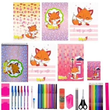 Imagem de Kit 7 Caderno Brochurão Raposa Capa Dura 96 Folhas 40 Itens - Maxima c