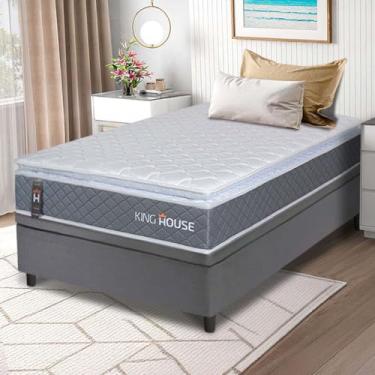 Imagem de Conjunto Box Baú Cinza Luanda Cinza Espuma D28 Solteiro 88x188x69 - King House