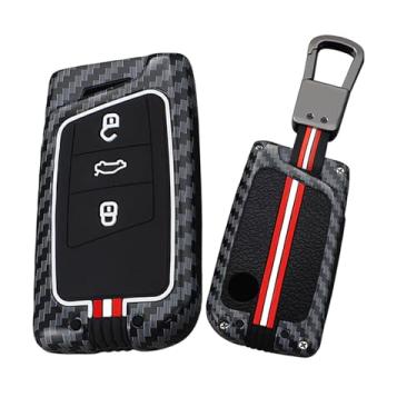 Imagem de HIBEYO Capa de chaveiro adequada para VW Volkswagen Passat Tiguan Skoda CC B8 MK2 B7 Superb A7 Magotan Acessórios de carro Metal e Silicone Chaveiro inteligente que brilha no escuro - um chaveiro