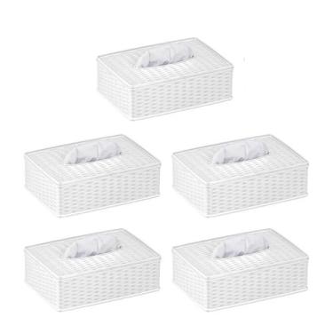 Imagem de Kit 5 Porta Lenços de Papel Umedecidos Rattan - Panamby, Branco