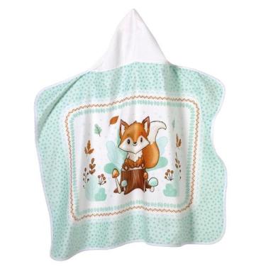 Imagem de Toalha de Banho Döhler com Capuz Baby Raposa Verde 90x70cm