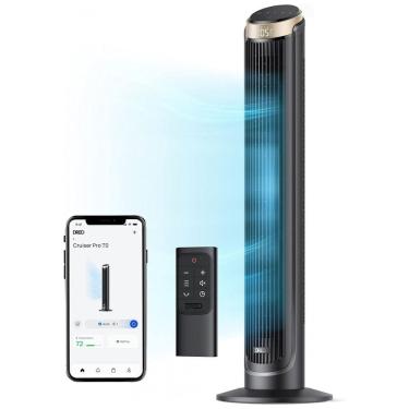 Imagem de Ventilador de Torre de Alta Velocidade com Controle Remoto e WiFi, 110V Dreo, Preto e Dourado
