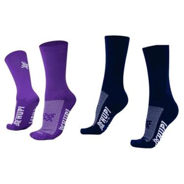Imagem de Kit Meia Hupi Corrida Ciclismo Com 02 Pares Roxo E Azul, ÚNICA, Roxo, 