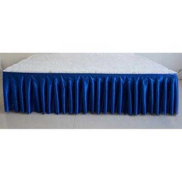 Imagem de Saia de mesa plissada branca, cortinas para cenário de casamento, toalhas de mesa, cobertura de mesa, palco de casamento para festa de evento, azul, A75 cm x C300 cm