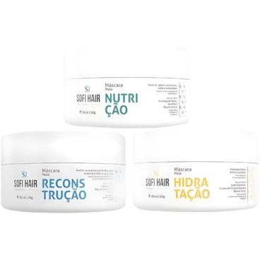 Imagem de Kit Cronograma Capilar Sofi Hair com 3 Máscaras – Hidratação, Reconstrução e Nutrição