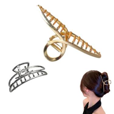 Imagem de Kit 2x Piranha Prendedor De Cabelo Metal Piranha Presilha Metal Prata Luxo Vintage Feminina Elegante Mulheres Menina