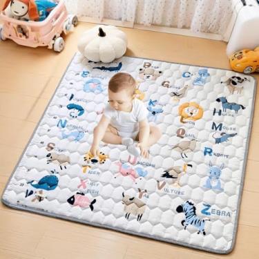 Imagem de Harmon Wandyer Tapetes de brinquedo para bebês, 127 x 127 cm, extra grossos, grandes, de espuma de amortecimento macio para bebês, crianças pequenas, antiderrapante, dobrável, lavável para cercadinho
