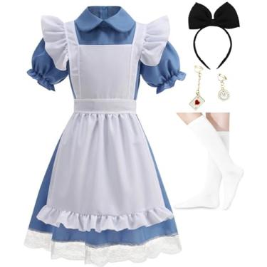 Imagem de Xefenki Avental branco Peter Pan Collar azul para meninas, Cor: -, 12-13 Years(160)