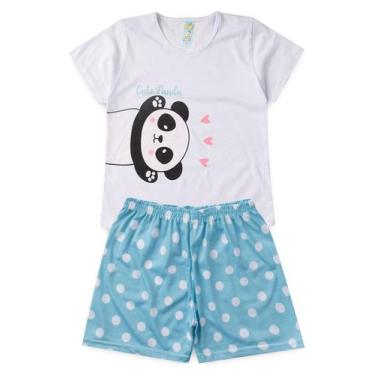 Imagem de Pijama Infantil Feminino Verão Cute Panda - Hey Kids - Branco - HeyKid