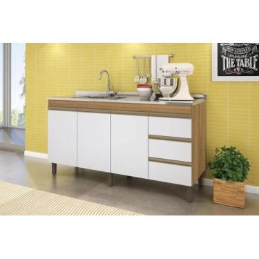 Imagem de Balcão Gabinete De Pia 1,60cm 3 Pts 3 Gvts Karen Sem Tampo - Peternell