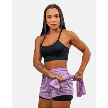 Imagem de Conjunto Shorts 2 Em 1 + Top Preto Academia Cross Esportes - Paco text