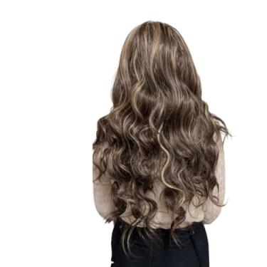 Imagem de Peruca Ondulada Sem Franja Aspecto Cabelo Humano + Wig Cap(com mechas 613 cx)