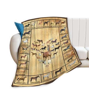 Imagem de Tijuboni Cobertor de cavalo para meninas, meninos, mulheres, homens, crianças, adultos, cobertor de flanela macia para sofá, cama, decoração de casa 101,6 cm x 127 cm