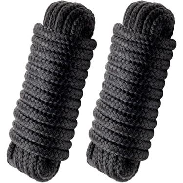 Imagem de Corda marítima de linhas de doca de barco - 1,9 cm x 4,5 m com laço pré-emendado de 38 cm cordas de nylon trançado duplo linha de amarração para barcos ancoragem pontão acessórios de barco - pacote