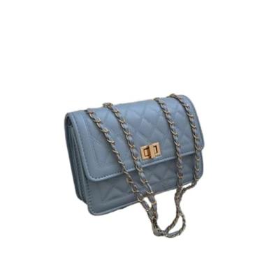 Imagem de bolsa feminina transversal crossbody passeio alça corrente (Azul)