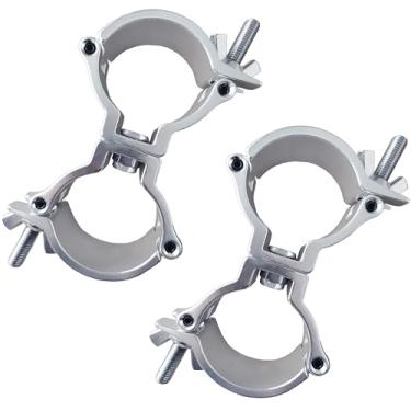 Imagem de ZENGSUSU Braçadeira de acoplador giratório para luzes de palco 1,88-2 polegadas (48-51 mm), treliça de liga de alumínio resistente DJ Stage Light O grampos para 99,8 kg (2 peças: prata)