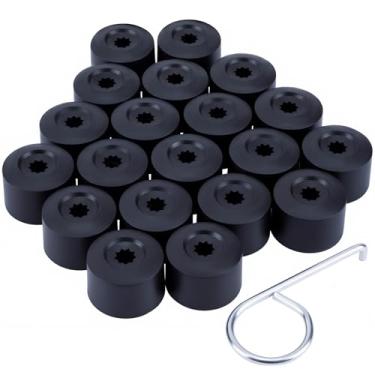 Imagem de Alpinleux 20 peças de tampas de porca de roda preta, tampas de porca, tampas de parafuso de pneu de 17 mm compatíveis com VW, para Beetle, para Passat, para Jetta, para CC, para GTI