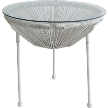 Imagem de Mesa Redonda 50Cm Vidro E Rattan Jardim E Varanda Flex Light - Brazil 