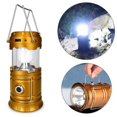 Imagem de Lampião Solar com Lanterna, USB e Carga Bivolt 150lm Leve e Multifunci