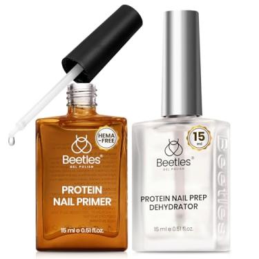 Imagem de Beetles 15 ml Protein Nail Prep Desidratador e Primer Conjunto de Unhas de Natal – 2 peças sem hema e sem ácido, kit de preparação de proteína para esmalte de gel acrílico para unhas