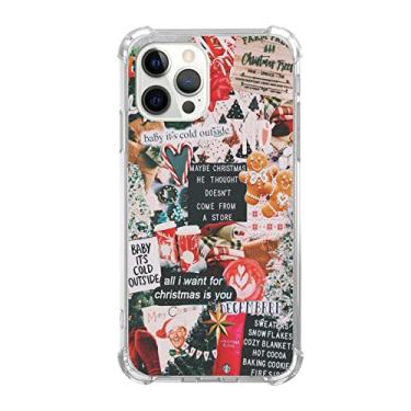 Imagem de Ricin Relun Capa de Natal com colagem de inverno para iPhone 15 Pro Max, capa de árvore de Natal com estética retrô e biscoito de gengibre para meninas e homens, capa amortecedora de TPU moderna exclusiva para iPhone 15 Pro Max