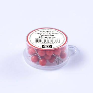Imagem de ACC - Alfinete Mapa 3 Caixa Plástico 25 unidades Aço Cabplast Vermelho