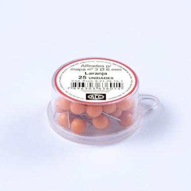 Imagem de ACC - Alfinete Mapa 3 Caixa Plástico 25 unidades Aço Cabplast Laranja