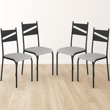 Imagem de Conjunto 4 Cadeiras para Cozinha e Sala de Jantar Preto/Cinza - MBM DE