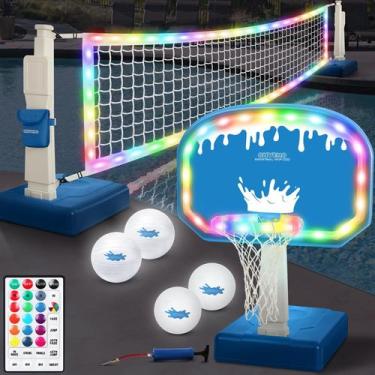 Imagem de Conjunto de jogos de voleibol e basquete de piscina OHYEMO com luzes L