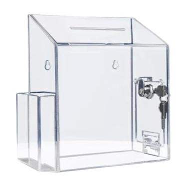 Imagem de Ｂｅｓｇａ Caixa de sugestões, doação, urna, grande capacidade, segura, portátil, com trava, estojo para cartões de visita, para caridade, negócios, desktop