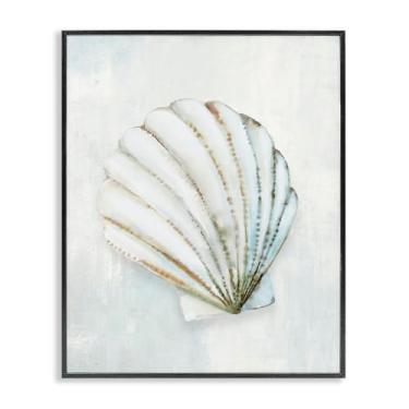 Imagem de Stupell Industries Concha cinzenta serenidade preta emoldurada giclée design artístico por Hannah Dawson, 14 x 11