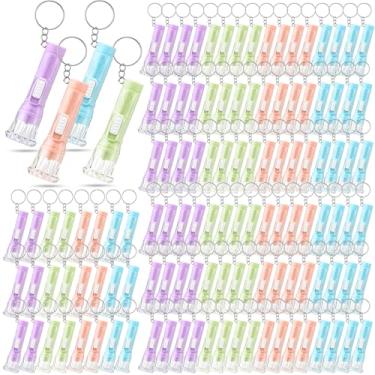 Imagem de Jexine Chaveiro com 150 peças, lanterna LED portátil de cores sortidas, chaveiro de plástico portátil, chaveiros de LED para Halloween, caminhadas, acampamento, ciclismo, festa (cor macaron)