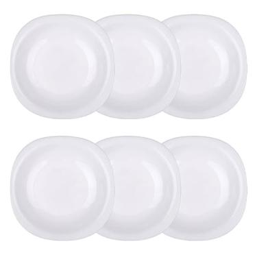 Imagem de Jogo 6 Pratos Quadrados de Vidro Opaline, 25,7 cm, Branco, Raso para Refeição