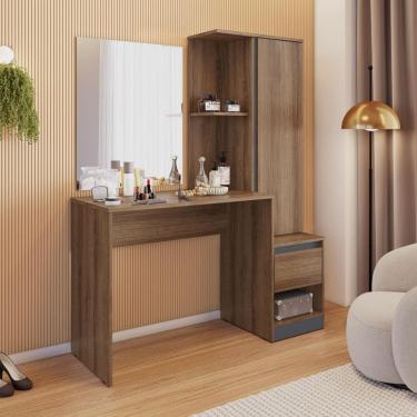 Imagem de Penteadeira Com Espelho 1 Gaveta e 1 Porta Amoudi Móveis