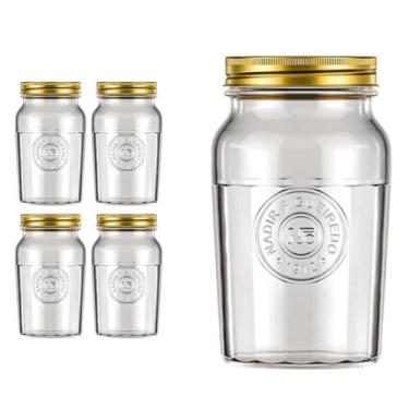 Imagem de 4 Pote Americano Mantimento Café Vidro Vintage 1,5L Nadir - NADIR FIGU