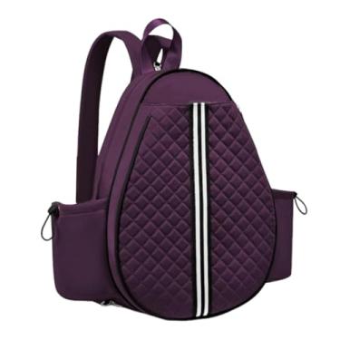 Imagem de Generic Bolsa de tênis estilosa com bolsos laterais, bolsa portátil resistente à água para raquetes, mochila acolchoada para tênis, mochila transversal, Roxo
