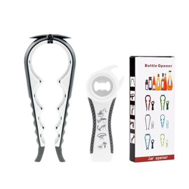 Imagem de Castrap 2025 Novo Conjunto De Abridores De Frasco 5 Em 1 Abridor De Garrafa De Cerveja 4 Em 1 Abridor De Tampa De Cozinha Abridor De Lata Multifuncional Para Uso Doméstico (2PCS - branco)