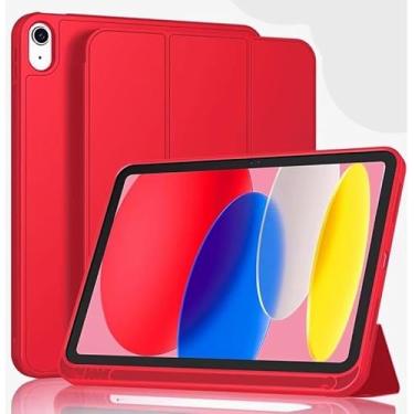 Imagem de Popshope Capa Smart Flip PREMIUM para iPad 10.9" 2022/11" A16 2025, Proteção Anti-Impacto, Suporte para Apple Pencil, Tampa Magnética com Função Sleep (Vermelho)