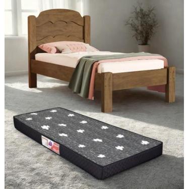 Imagem de Cama Solteiro Padrão Tradicional Reforçada Laís 100% MDF Incluso Colch