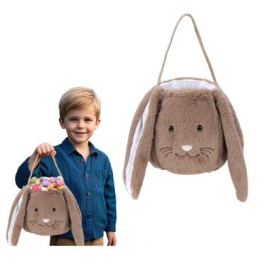 Imagem de NINLEGA Cesta De Páscoa, Cestas Coelho, Ovos Baldes Pelúcia Para Crianças, Sacolas Decorações, Doces, Presentes Brinquedo (Marrom)