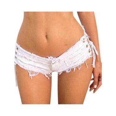 Imagem de Shorts Jeans Feminino Cintura Baixa com Detalhe em Borla - Sexy e Desf
