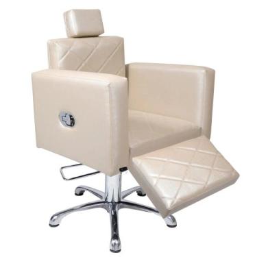 Imagem de Poltrona Cadeira Hidráulica Evidence Reclinável Com Descanso Bege - Mo