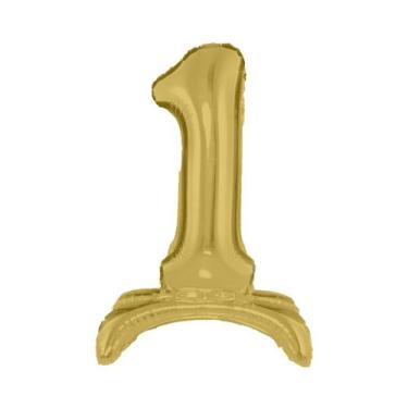 Imagem de Balão Número Gigante Dourado Com Base Para Chão 75 Cm - PartiuFesta