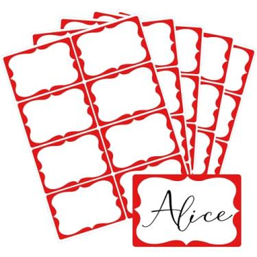 Imagem de Etiquetas de nome vermelhas, 5 x 7,6 cm, adesivos com borda vermelha, 200 peças, etiquetas adesivas para, escola, escritório, casa, festa