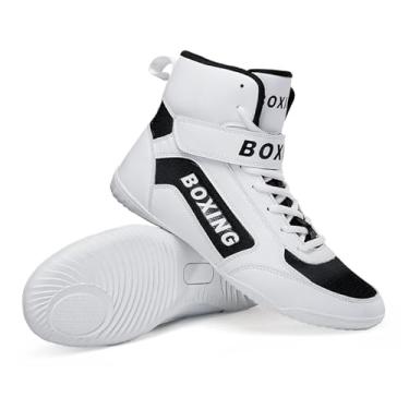 Imagem de Calçados Masculinos para Boxe e Luta Livre - Calçados Confortáveis Boxe Fitness, Cano Alto para Competições de Fisiculturismo e Botas Esportivas