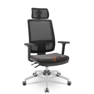 Imagem de Cadeira Brizza Tela 3D BackPlax Cromada Com Apoio NR17 Plaxmetal (Sintético Café)