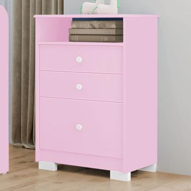 Imagem de Cômoda Infantil Tuboarte Magia 100% MDF 3 Gavetas e kit de Pés