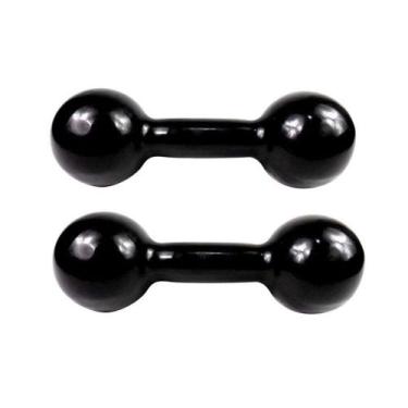 Imagem de Par de Halteres Emborrachado para Musculação 7kg Preto - Unibrás, Pret